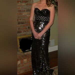 Night Moves Black Sequin Prom Dress